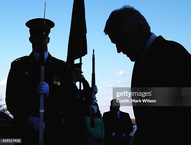 Secretary of Defense Chuck Hagel walks up the Pentagon steps during an honor cordon with New Zealand Minister of Defense Gerry Brownlee , November...