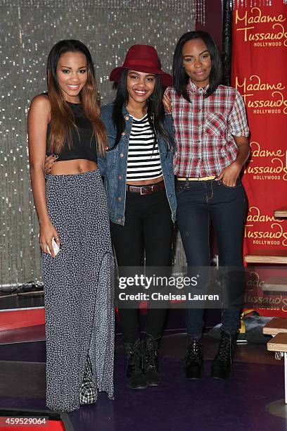 China Anne McClain, Sierra McClain and Lauryn McClain of the McClain sisters attend the launch of Madame Tussauds Hollywood's figures of global chart...