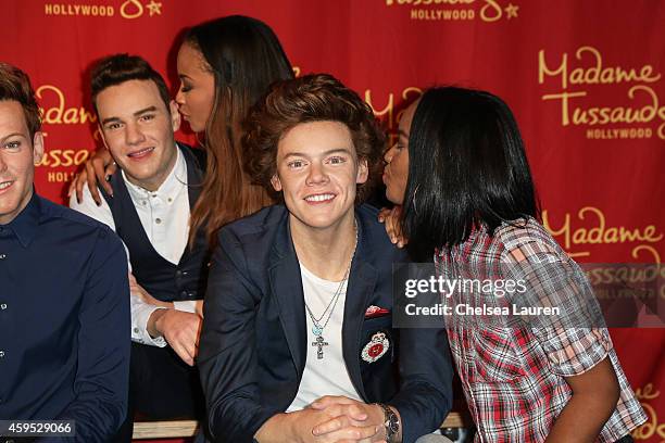 Sierra McClain and Lauryn McClain of the McClain sisters attend the launch of Madame Tussauds Hollywood's figures of global chart topping superstars...