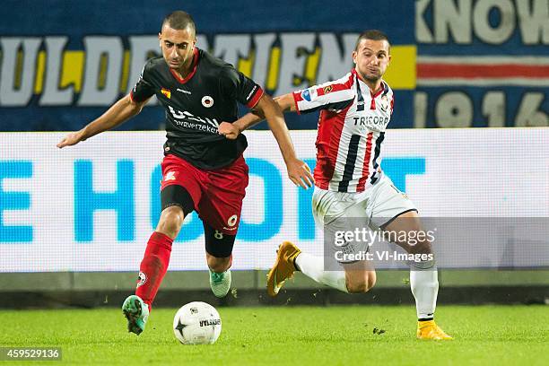 Adil Auassar of Excelsior, Ben Sahar of Willem II during the Dutch Eredivisie match between Willem II Tilburg and Excelsior Rotterdam at Koning...