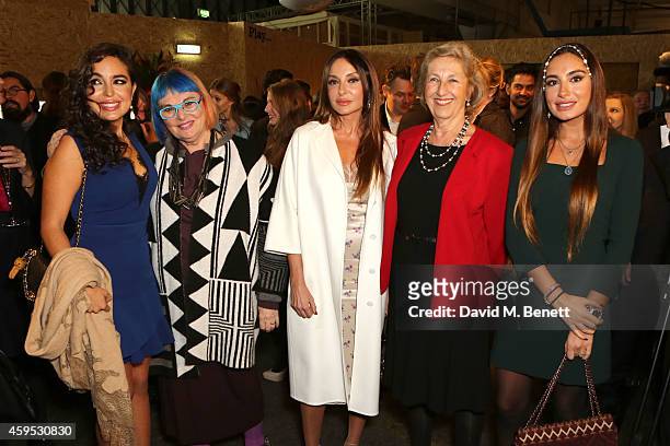 Left-Right: Leyla Aliyeva, Susie Allen, Mehriban Aliyeva, Julia Marton Lefevre and Arzu Aliyeva attend the exclusive preview of the art exhibition...