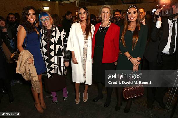 Left-Right: Leyla Aliyeva, Susie Allen, Mehriban Aliyeva, Julia Marton Lefevre and Arzu Aliyeva attend the exclusive preview of the art exhibition...