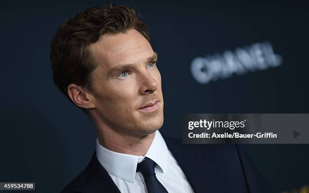 Actor Benedict Cumberbatch arrives at the Los Angeles Special Screening of 'The Imitation Game' Hosted By Chanel at DGA Theater on November 10, 2014...