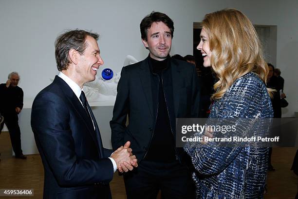 Artist Jeff Koons, General manager of Berluti Antoine Arnault and Model Natalia Vodianova attend the 'Jeff Koons' Retrospective Exhibition : Opening...