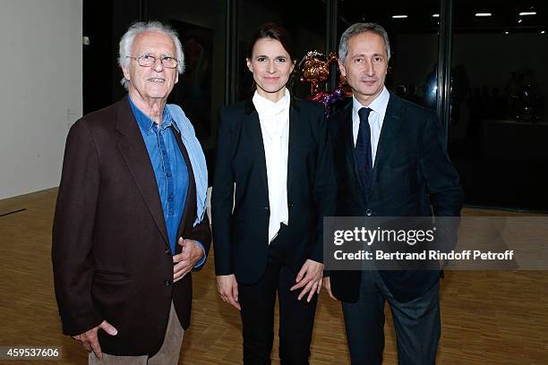 Artist Bernard Fromanger, Politician Aurelie Filippetti and Director of the Centre Pompidou Museum of Modern Art Bernard Blistene attend the 'Jeff...