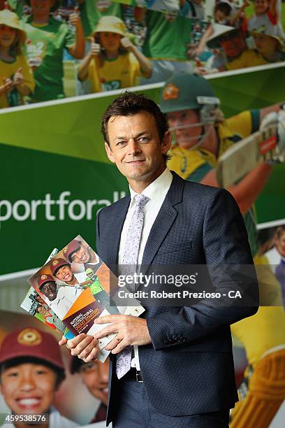 Adam Gilchrist poses for photos during the Cricket Australia via Getty Images Diversity and Inclusion Strategy Launch at Melbourne Cricket Ground on...