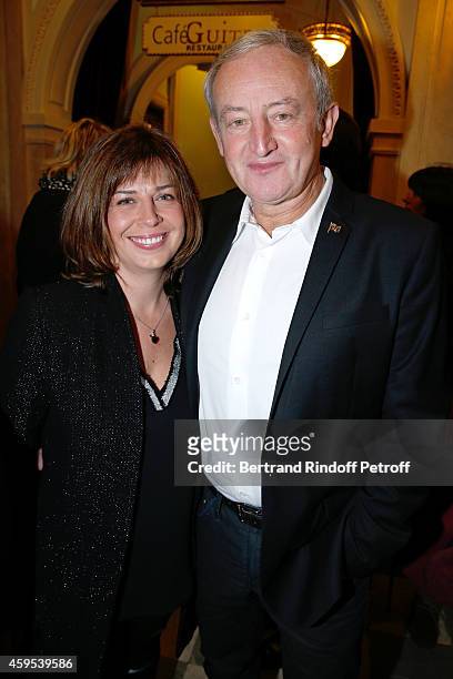 Writer Yann Queffelec and his wife Servanne attend the 'Ma Vie Revee' : Michel Boujenah One Man Show at Theatre Edouard VII on November 24, 2014 in...