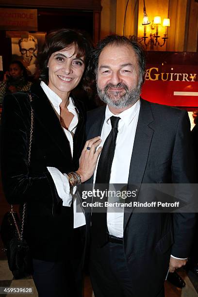 Fashion Designer Ines de la Fressange and President of Lagardere Active Denis Olivennes attend the 'Ma Vie Revee' : Michel Boujenah One Man Show at...