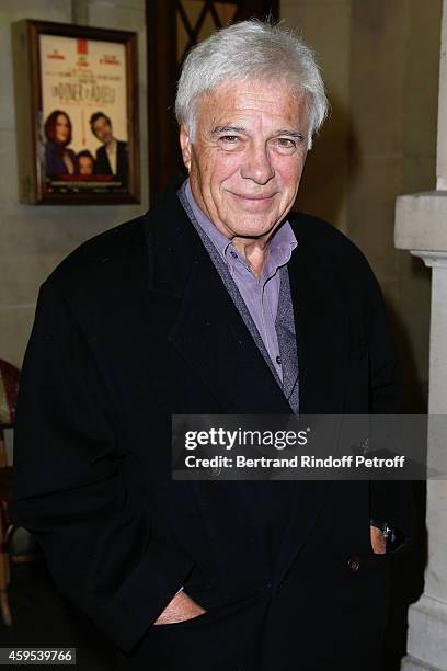 Humorist Guy Bedos attends the 'Ma Vie Revee' : Michel Boujenah One Man Show at Theatre Edouard VII on November 24, 2014 in Paris, France.