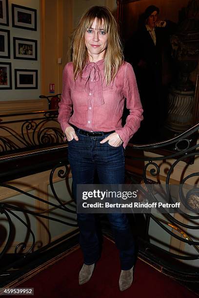 Actress Marie Josee Croze poses after the 'Ma Vie Revee' : Michel Boujenah One Man Show at Theatre Edouard VII on November 24, 2014 in Paris, France.