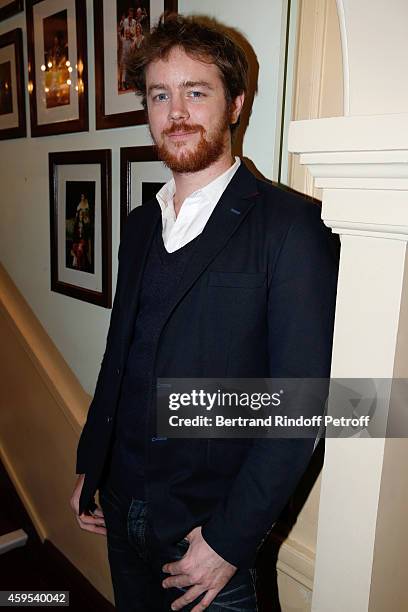 Actor Gael Giraudeau poses after the 'Ma Vie Revee' : Michel Boujenah One Man Show at Theatre Edouard VII on November 24, 2014 in Paris, France.