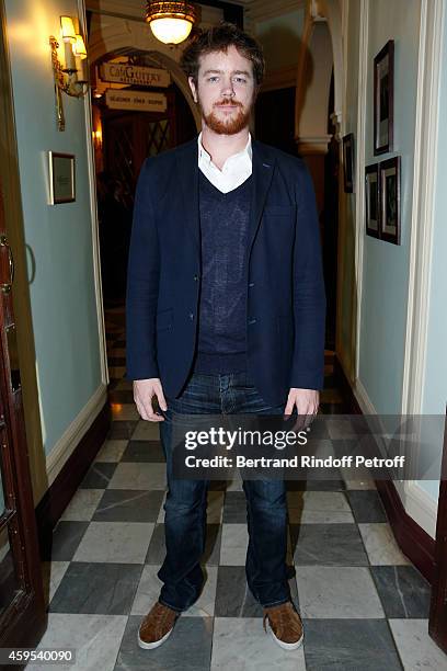 Actor Gael Giraudeau poses after the 'Ma Vie Revee' : Michel Boujenah One Man Show at Theatre Edouard VII on November 24, 2014 in Paris, France.