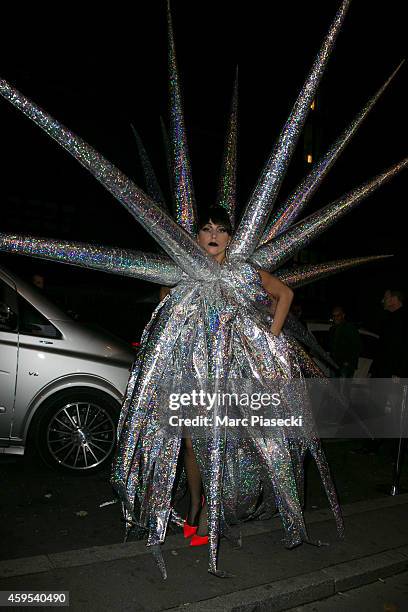 Singer Lady Gaga arrives at the 'VIP ROOM' Club on November 25, 2014 in Paris, France.