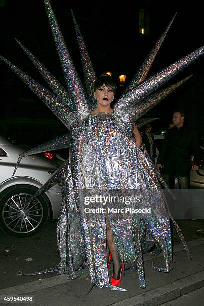 Singer Lady Gaga arrives at the 'VIP ROOM' Club on November 25, 2014 in Paris, France.