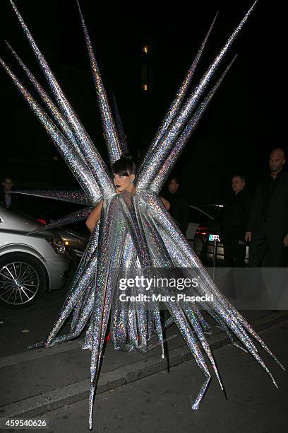 Singer Lady Gaga arrives at the 'VIP ROOM' Club on November 25, 2014 in Paris, France.