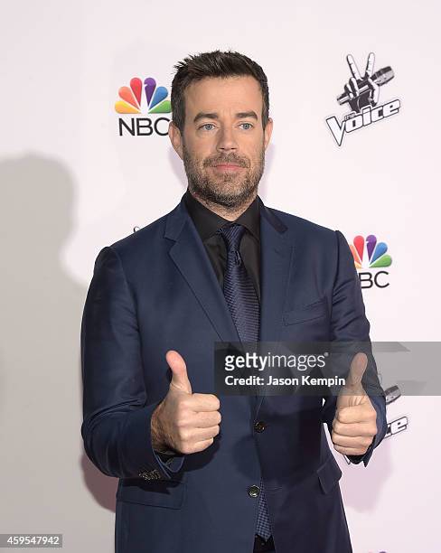 Television personality Carson Daly attends NBC's "The Voice" Season 7 Red Carpet Event at Universal CityWalk on November 24, 2014 in Universal City,...