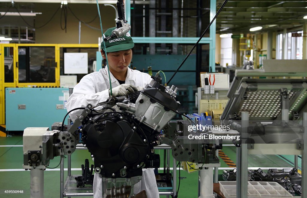 Production Inside A Honda Motor Co. Motorcycle Factory