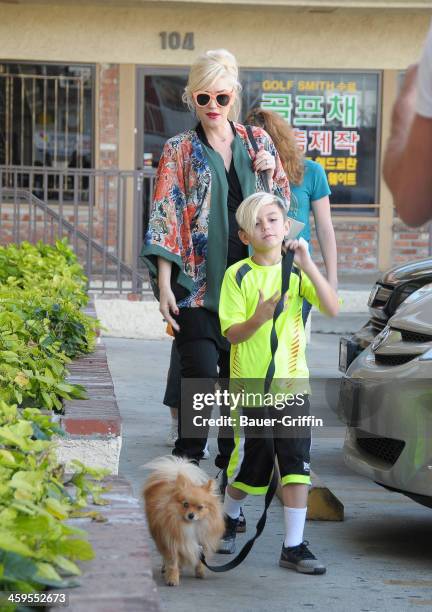 Gwen Stefani and Kingston Rossdale are seen on December 27, 2013 in Los Angeles, California.