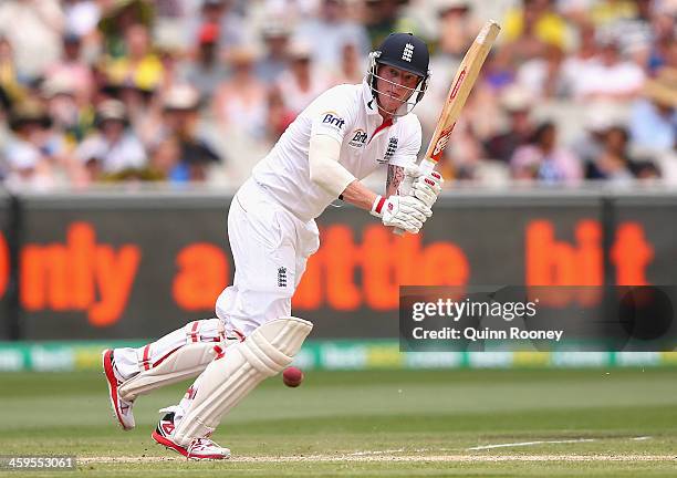 Ben Stokes of England bats during day three of the Fourth Ashes Test Match between Australia and England at Melbourne Cricket Ground on December 28,...