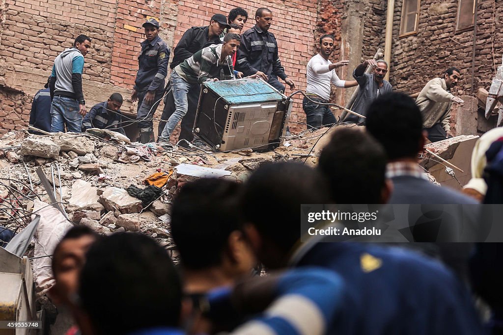 Search and rescue operations at deadly building collapse area in Cairo