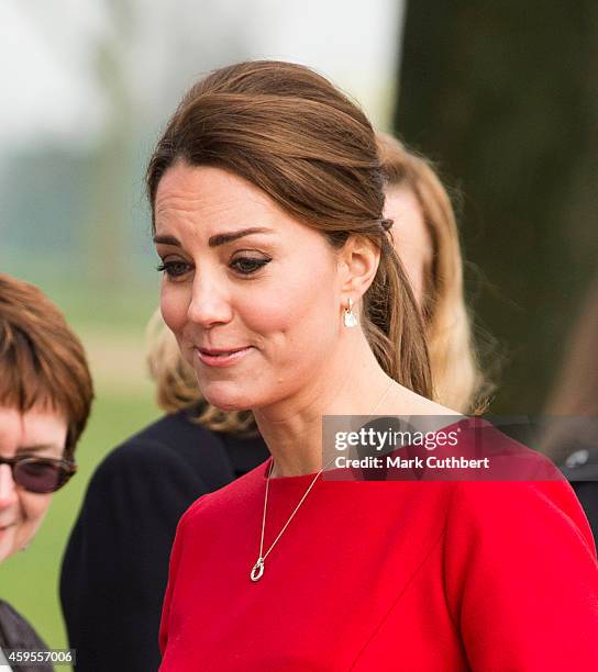 Catherine, Duchess of Cambridge arrives at East Anglia's Children's Hospices appeal launch at Norfolk Showground on November 25, 2014 in Norwich,...