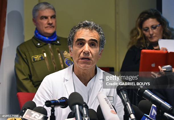 Spallanzani's specialist in infectious diseases Emanuele Nicastri , speaks during a news conference at the Lazzaro Spallanzani Institute in Rome on...