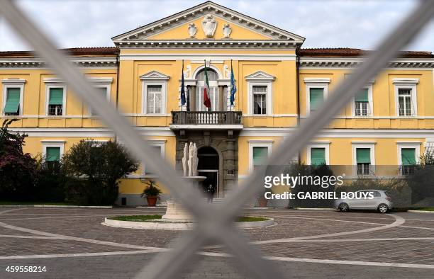 Picture taken on November 25, 2014 shows the main entrance of the Lazzaro Spallanzani Institute in Rome. A doctor, 50-years old from Sicily whose...