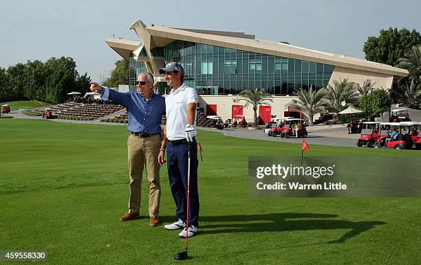 Golf in Abu Dhabi Ambassador, Matteo Manassero of Italy and Peter German, Abu Dhabi HSBC Championship Tournament Director host a lunch and course...