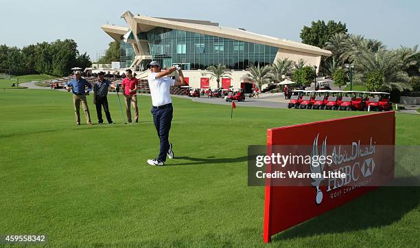 Golf in Abu Dhabi Ambassador, Matteo Manassero of Italy and Peter German, Abu Dhabi HSBC Championship Tournament Director host a lunch and course...