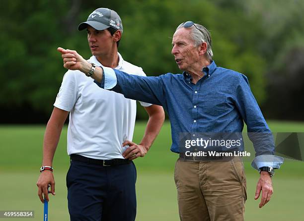 Golf in Abu Dhabi Ambassador, Matteo Manassero of Italy and Peter German, Abu Dhabi HSBC Championship Tournament Director host a lunch and course...