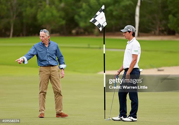 Golf in Abu Dhabi Ambassador, Matteo Manassero of Italy and Peter German, Abu Dhabi HSBC Championship Tournament Director host a lunch and course...