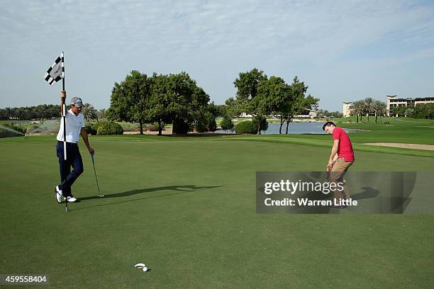 Golf in Abu Dhabi Ambassador, Matteo Manassero of Italy and Peter German, Abu Dhabi HSBC Championship Tournament Director host a lunch and course...