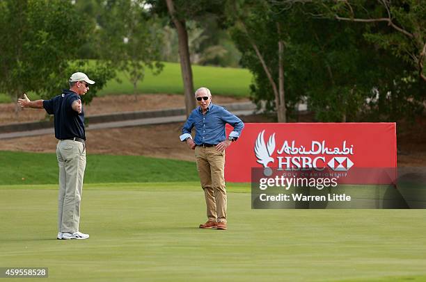 Golf in Abu Dhabi Ambassador, Matteo Manassero of Italy and Peter German, Abu Dhabi HSBC Championship Tournament Director host a lunch and course...