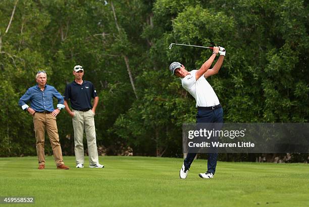 Golf in Abu Dhabi Ambassador, Matteo Manassero of Italy and Peter German, Abu Dhabi HSBC Championship Tournament Director host a lunch and course...