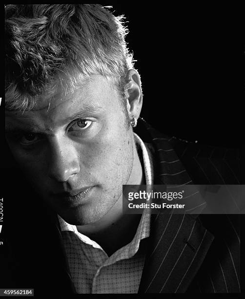 England all rounder Andrew Flintoff pictured at Old Trafford in April 2003, in Manchester, England.