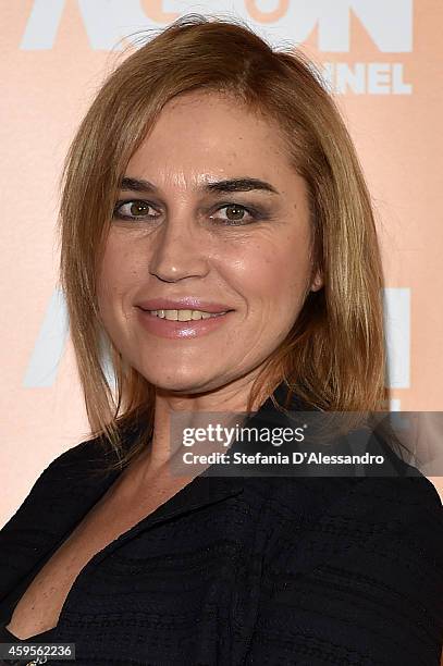 Lory Del Santo attends photocall for the presentation of the new Italian digital channel Agon Channel at Terrazza Martini on November 25, 2014 in...