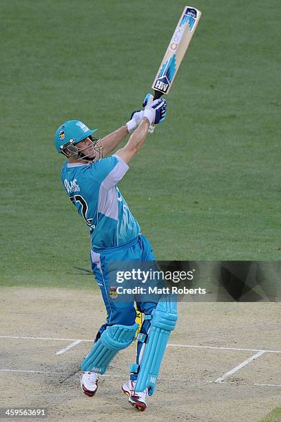 Craig Kieswetter of the Heat bats during the Big Bash League match between Brisbane Heat and the Hobart Hurricanes at The Gabba on December 28, 2013...