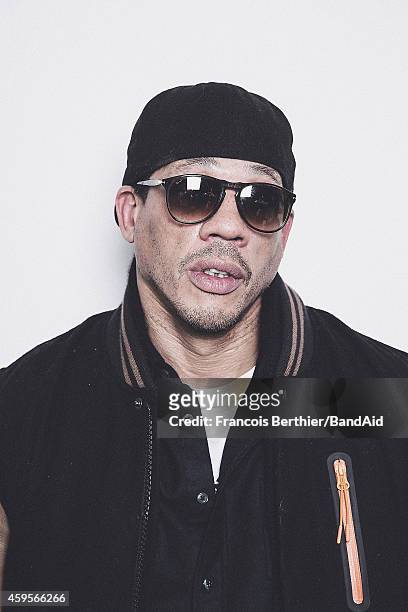 Didier Morville aka JoeyStarr poses for a portrait session during the Band Aid 30 "Noel est la" single recording at Studio Grande Armee on November...