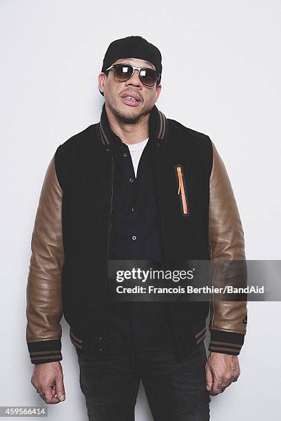 Didier Morville aka JoeyStarr poses for a portrait session during the Band Aid 30 "Noel est la" single recording at Studio Grande Armee on November...