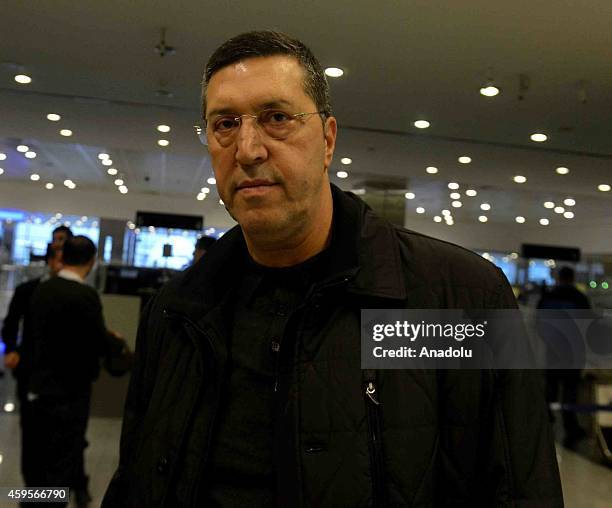 Secretary-General of Turkish Basketball Federation Celal Arisan speaks to media upon arrival of the Partizan NIS of Serbia ahead of the Union of...