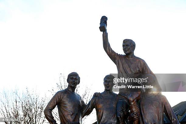 The Champions' statue of 1966 World Cup heroes, Bobby Moore, Geoff Hurst, Martin Peters and Ray Wilson ahead of the Barclays Premier League match...