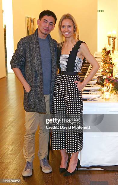 Han Chong and Martha Ward attend a dinner to celebrate Self-Portrait Studio's 1st Anniversary with Han Chong at Victoria Miro Gallery on November 25,...