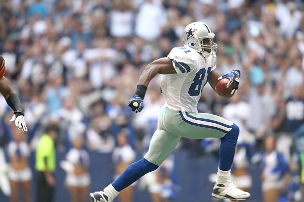 Terrell Owens of the Dallas Cowboys is seen in action during a game against the Cincinnati Bengals on October 5, 2008 at Texas Stadium in Irving,...