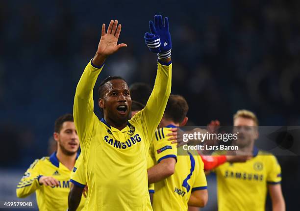 Didier Drogba of Chelsea acknowledges the crowd after the UEFA Champions League Group G match between FC Schalke 04 and Chelsea FC at Veltins-Arena...