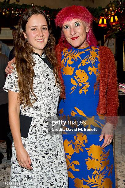 Ashley Williams and Katie Greenyer attend the Ashley Williams x Red or Dead preview dinner at Rules Restaurant on November 25, 2014 in London,...