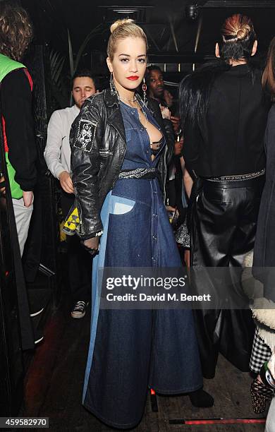 Rita Ora attends the launch of the Rockins For Eyeko collection at The Scotch of St James on November 25, 2014 in London, England.