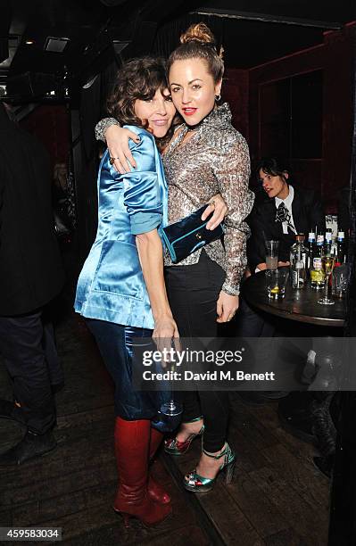 Jess Morris and Jaime Winstone attend the launch of the Rockins For Eyeko collection at The Scotch of St James on November 25, 2014 in London,...