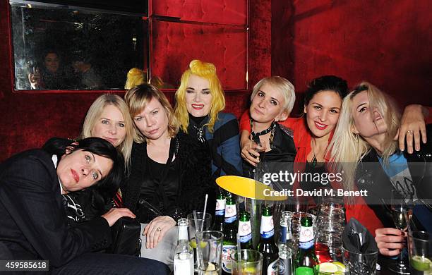 Juliette Larthe, Lee Starkey, Flora Starkey, Pam Hogg, Sharna Liguz, Lliana Bird and Alison Mosshart attend the launch of the Rockins For Eyeko...