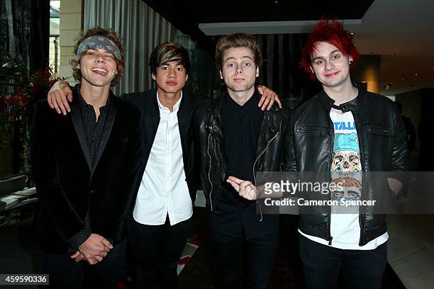 Seconds of Summer Ashton Irwin, Calum Hood, Luke Hemmings and Michael Clifford at the Chairman's Party ahead of the 28th Annual ARIA Awards 2014 at...