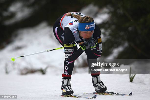 Jessica Diggins of United States competes in the Women's Prologue 3km free individual at the Viessmann FIS Cross Country World Cup event at DKB Ski...